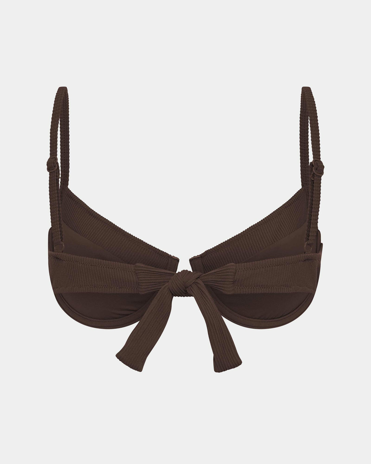 Rib Underwire Tie Back Bikini Top CHOCOLATE