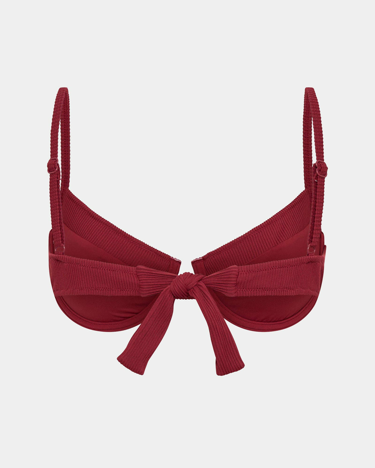Rib Underwire Tie Back Bikini Top BERRY