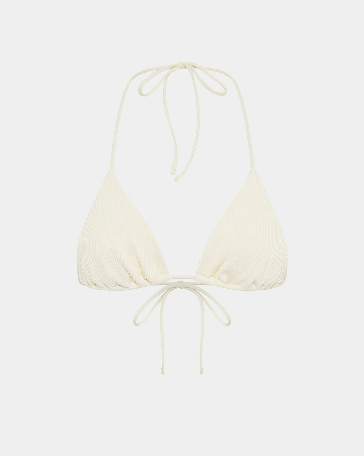 Rib Halter Triangle Bikini Top ALMOND