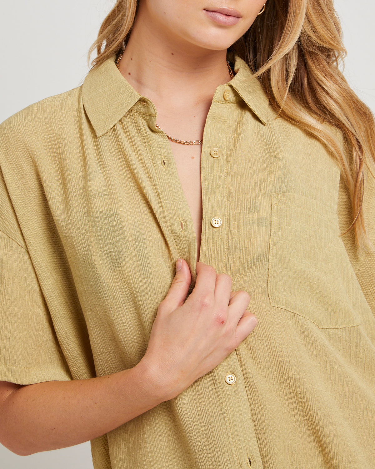 Indra Crinkle Oversized Shirt LEMON