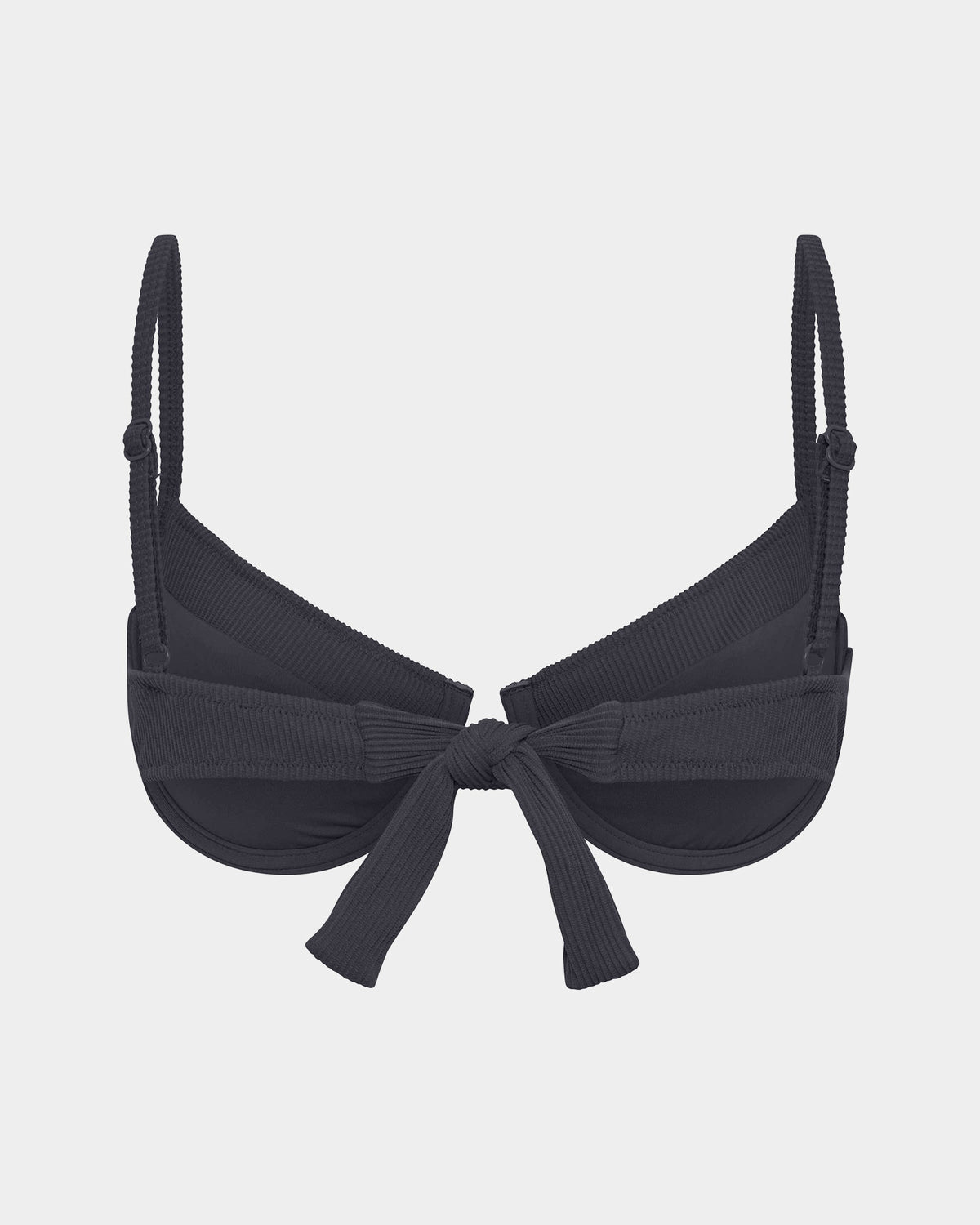 Rib Underwire Tie Back Bikini Top GREY