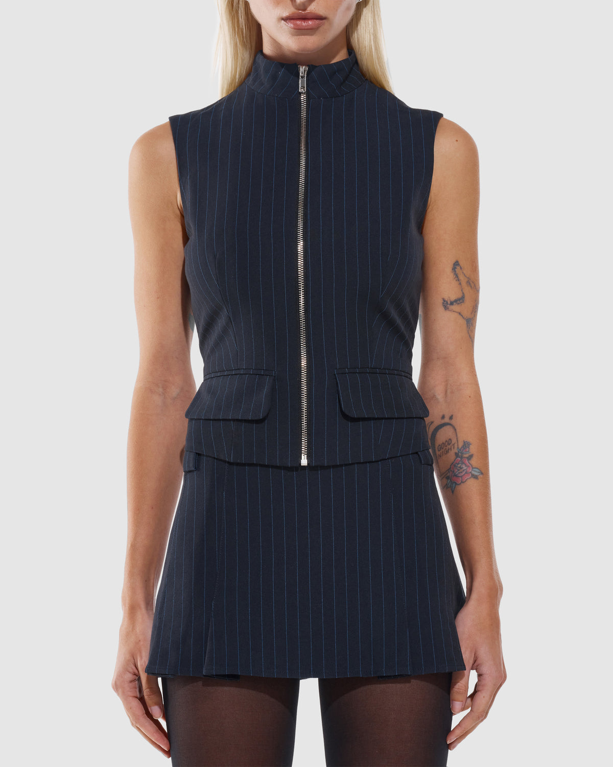 Leela Vest NAVY PINSTRIPE