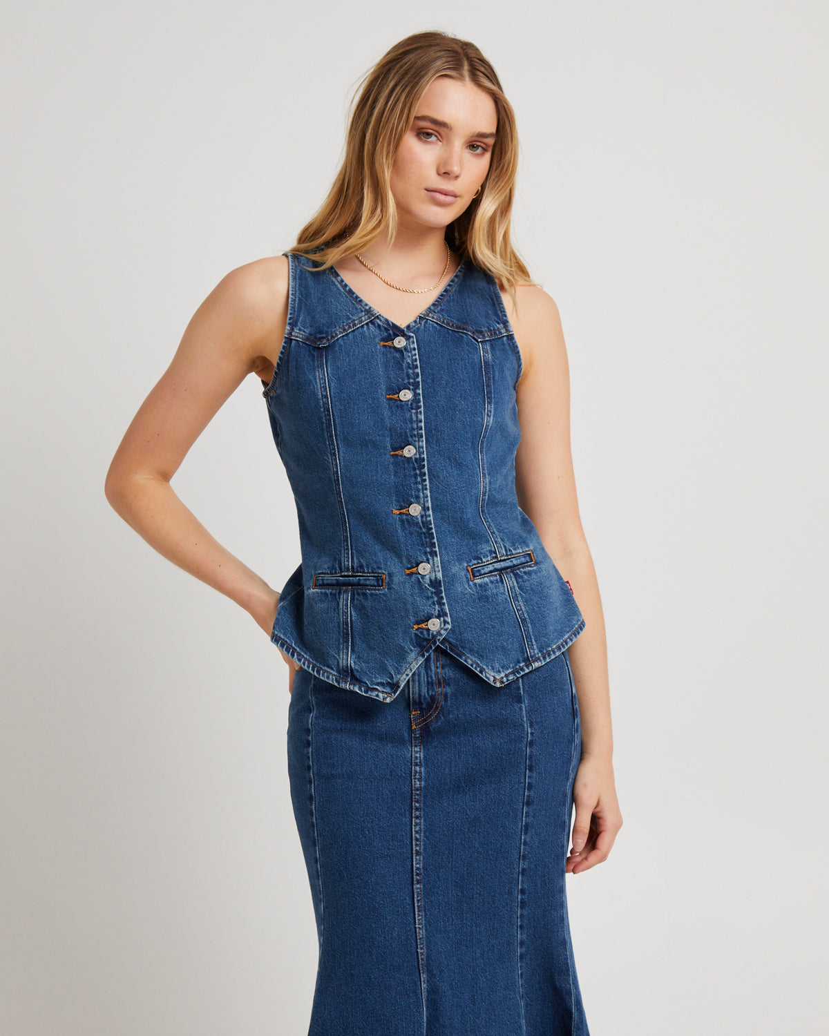 Longline Denim Vest ENCHANTMENT