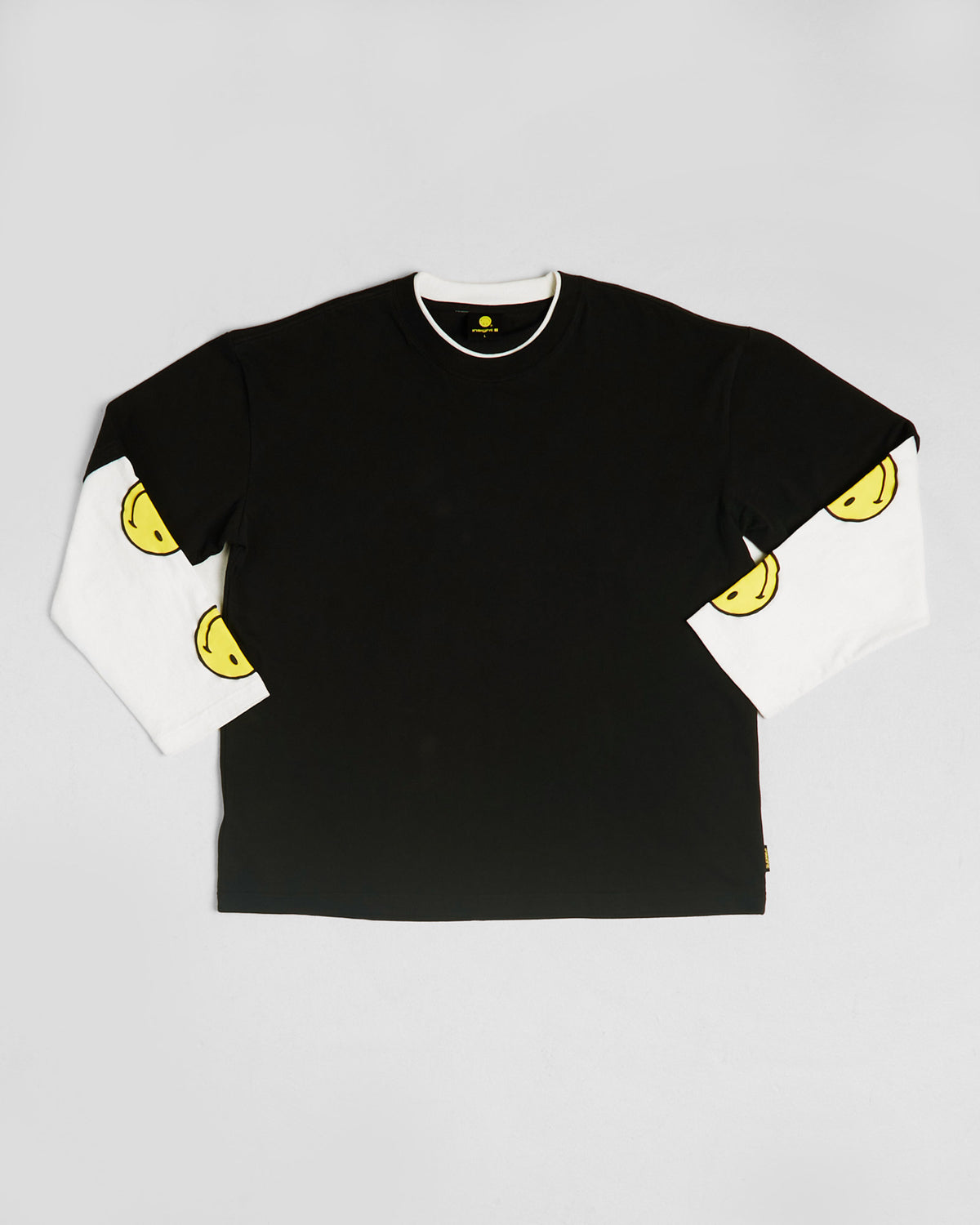 Insight x Smiley Beam Double Layer Long Sleeve T-Shirt BLACK