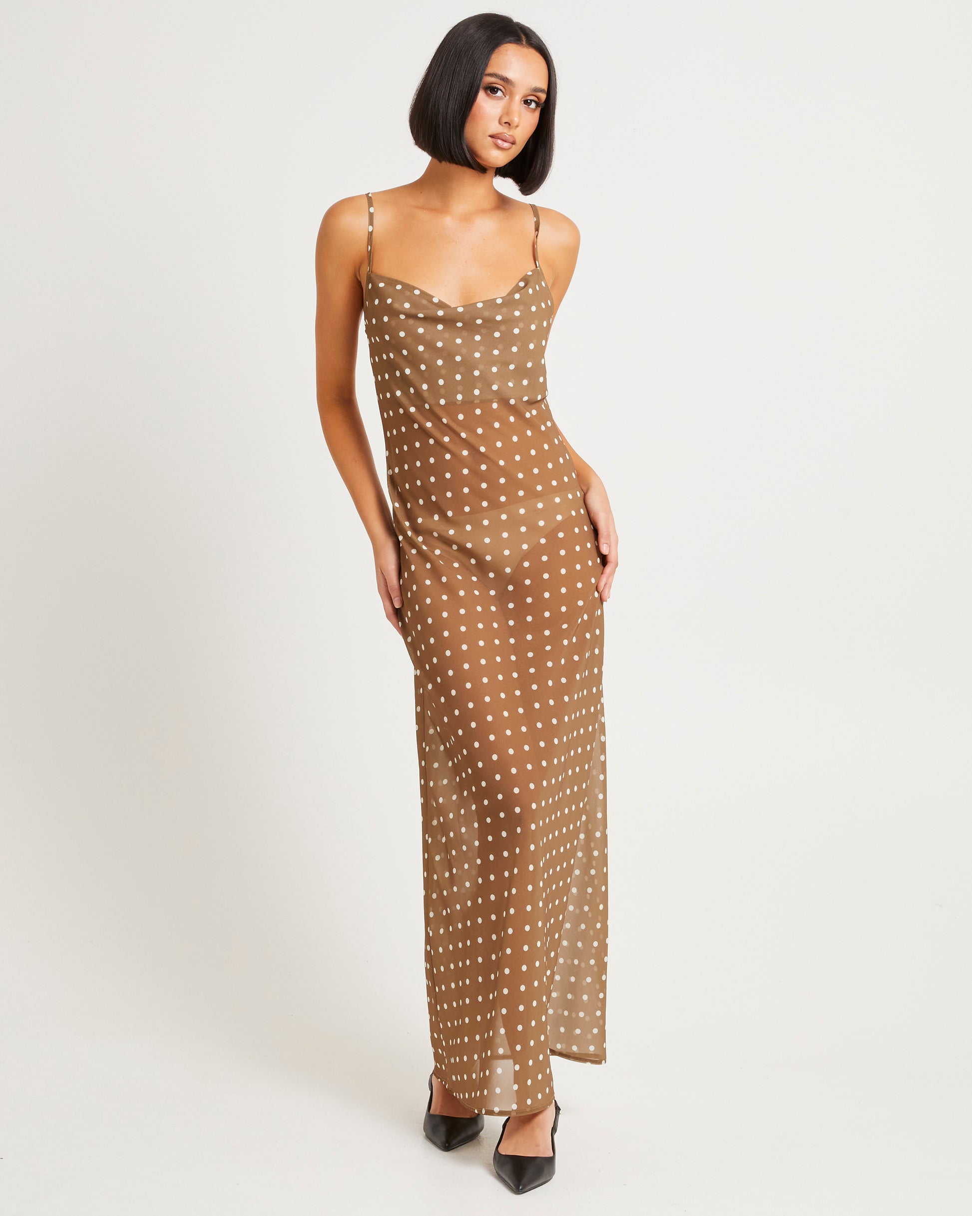 polka dot dress sheer Paris Polka Dot Sheer Maxi Dress – General Pants Co