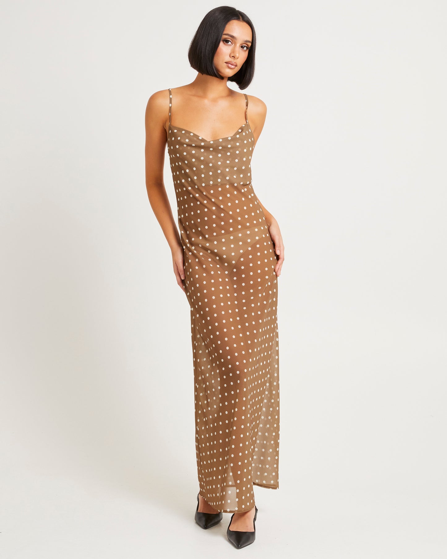Paris Polka Dot Sheer Maxi Dress