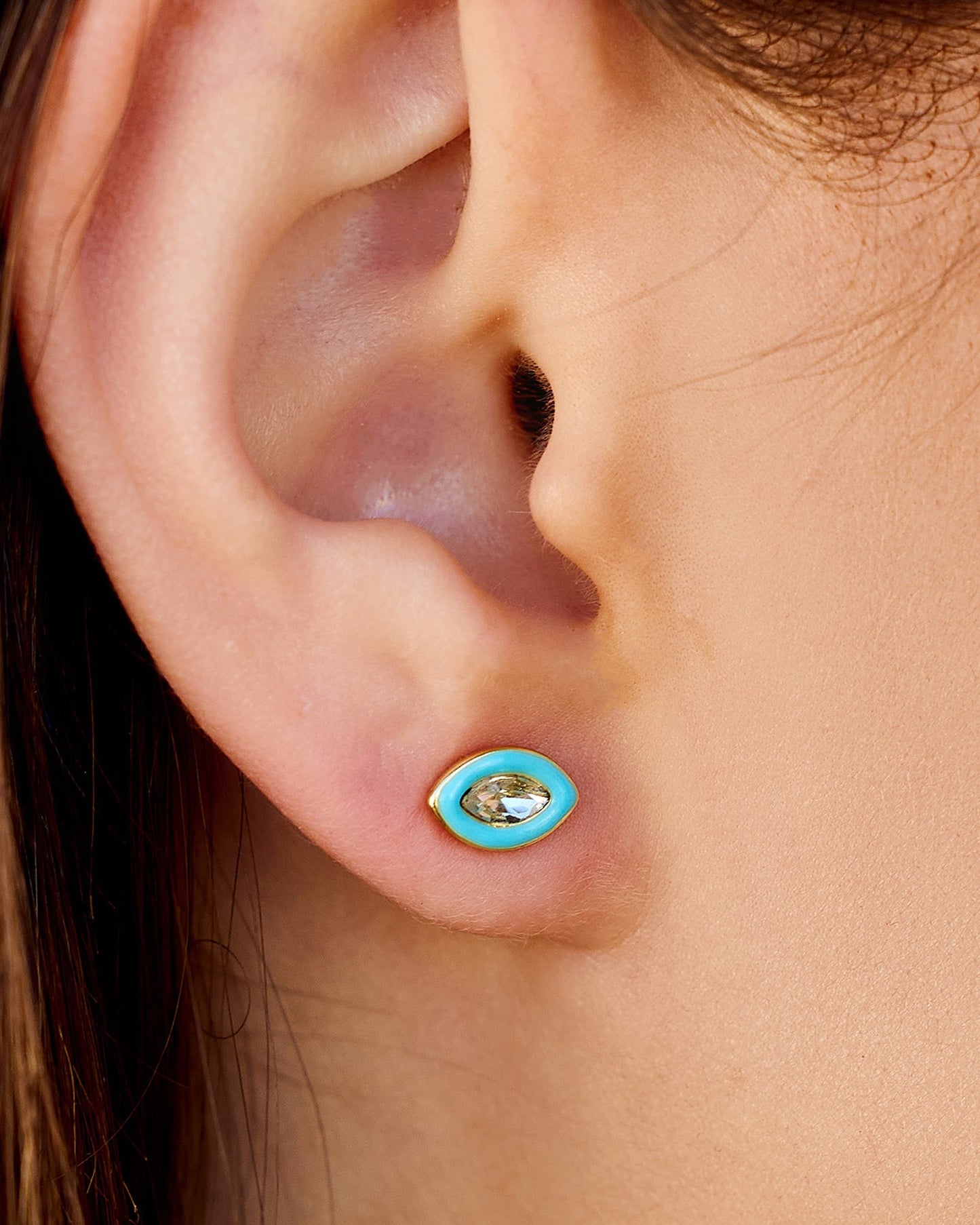 Cerulean Stud Gold Earrings