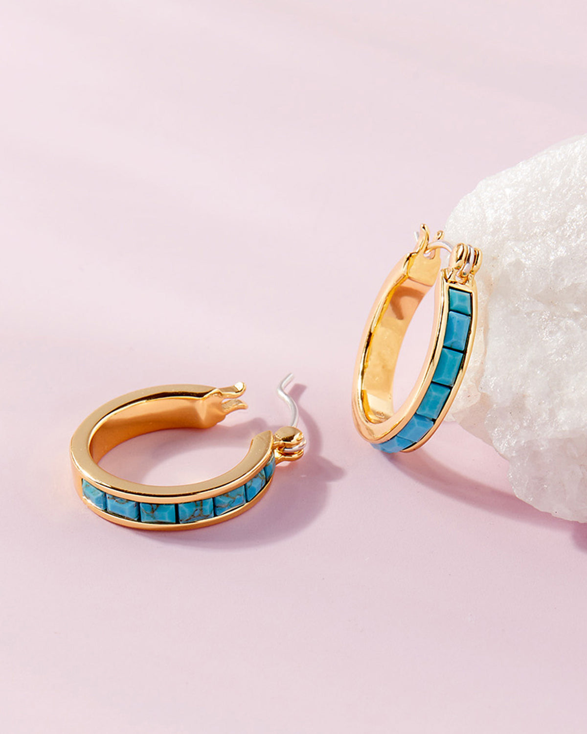 Turquoise Tile Hoop GOLD
