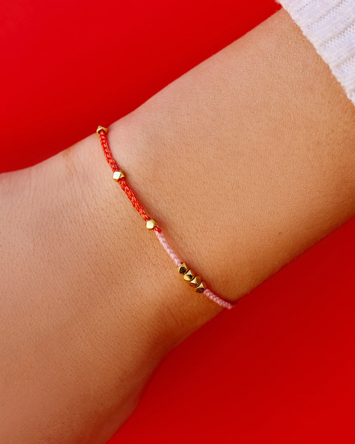 Pink & Red Two Tone Dainty Gold Bracelet GOLD