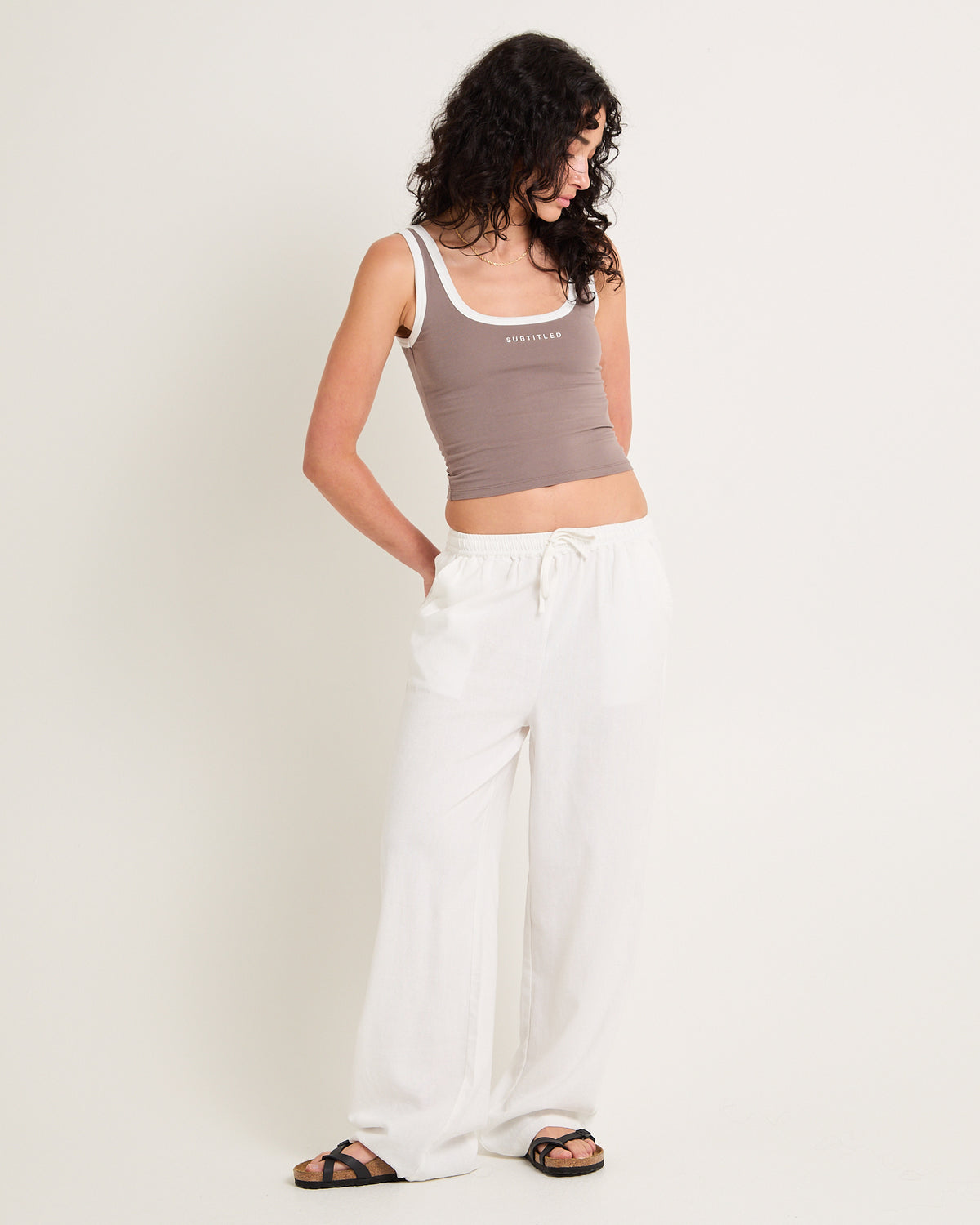 Kai Linen Draw Pant WHITE