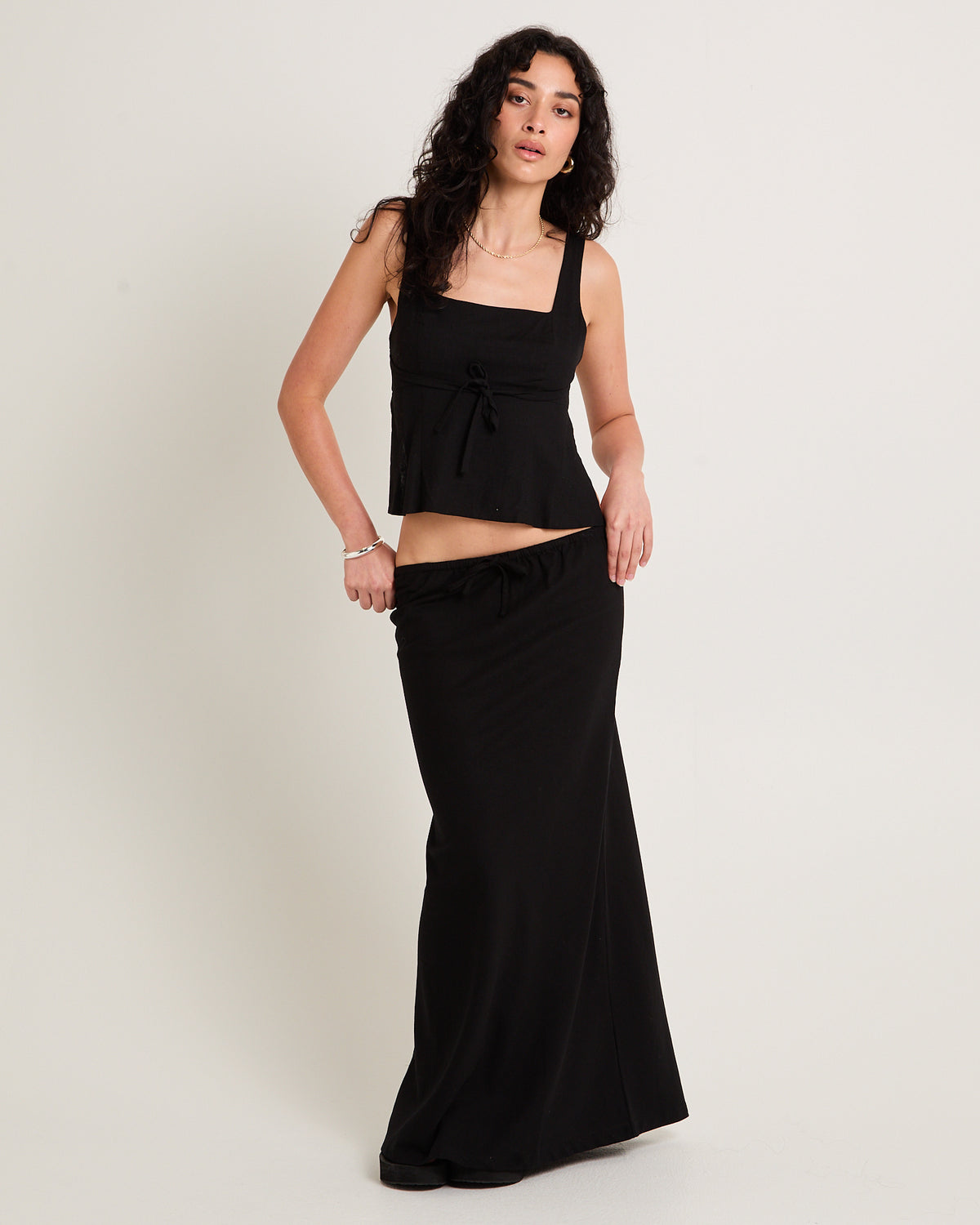 Sandy Tie Front Skirt BLACK