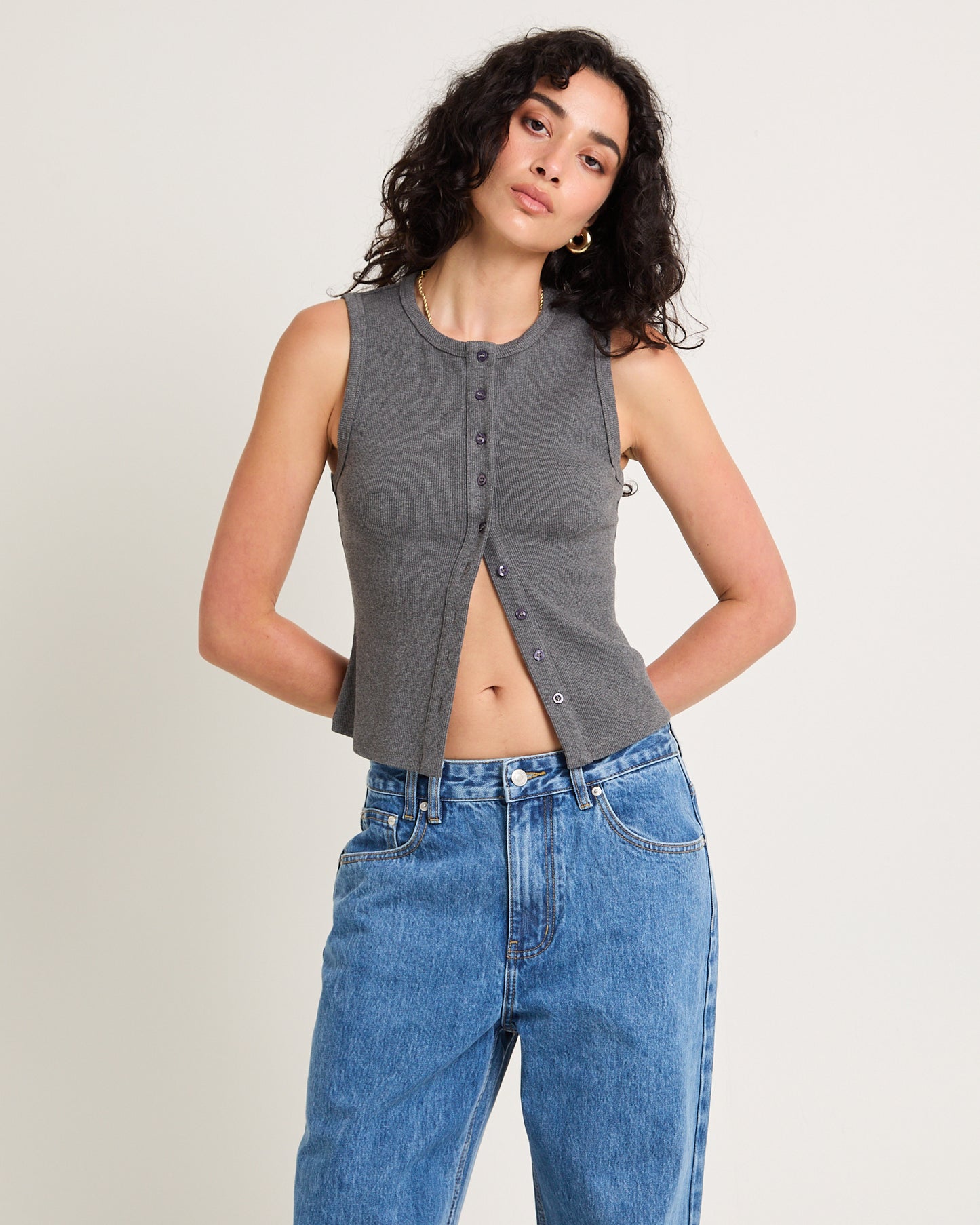 Zoe Button Front Tank Top