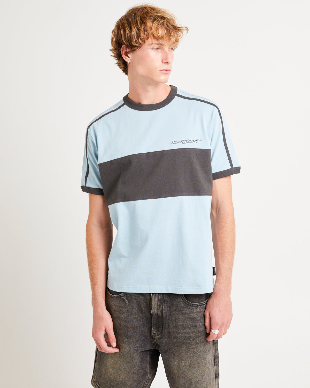 Nights Panelled Ringer T-Shirt POWDER