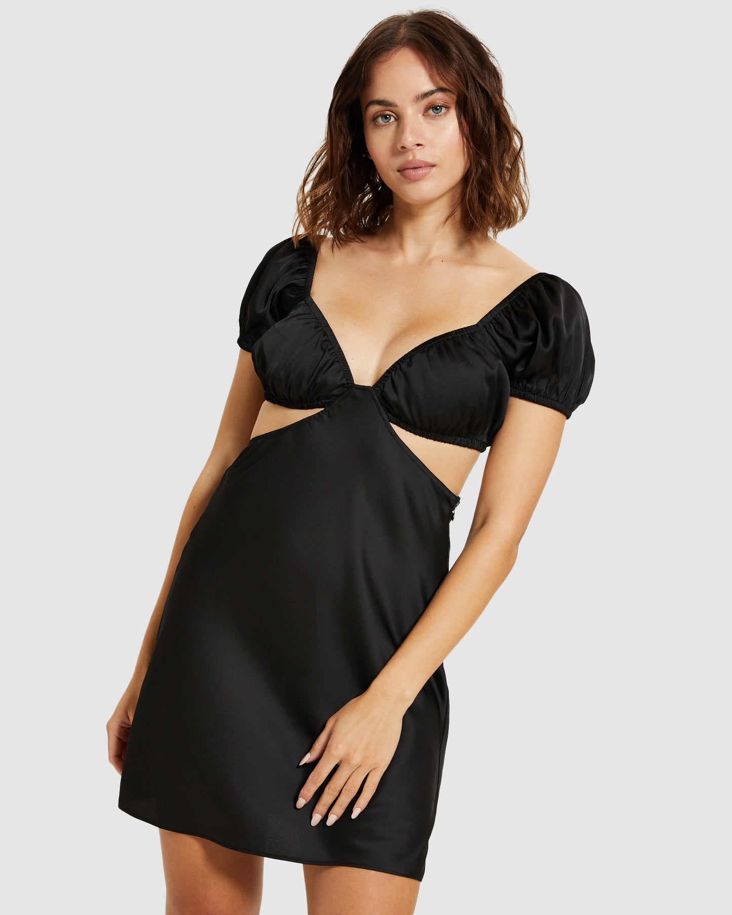 Gisele Sat Puff Sleeve Dress