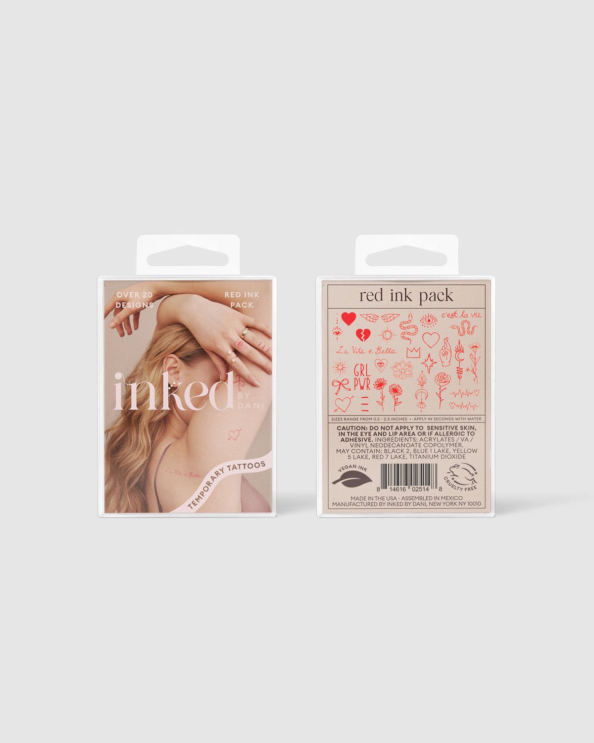 Red Ink Temporary Tattoo Pack RED