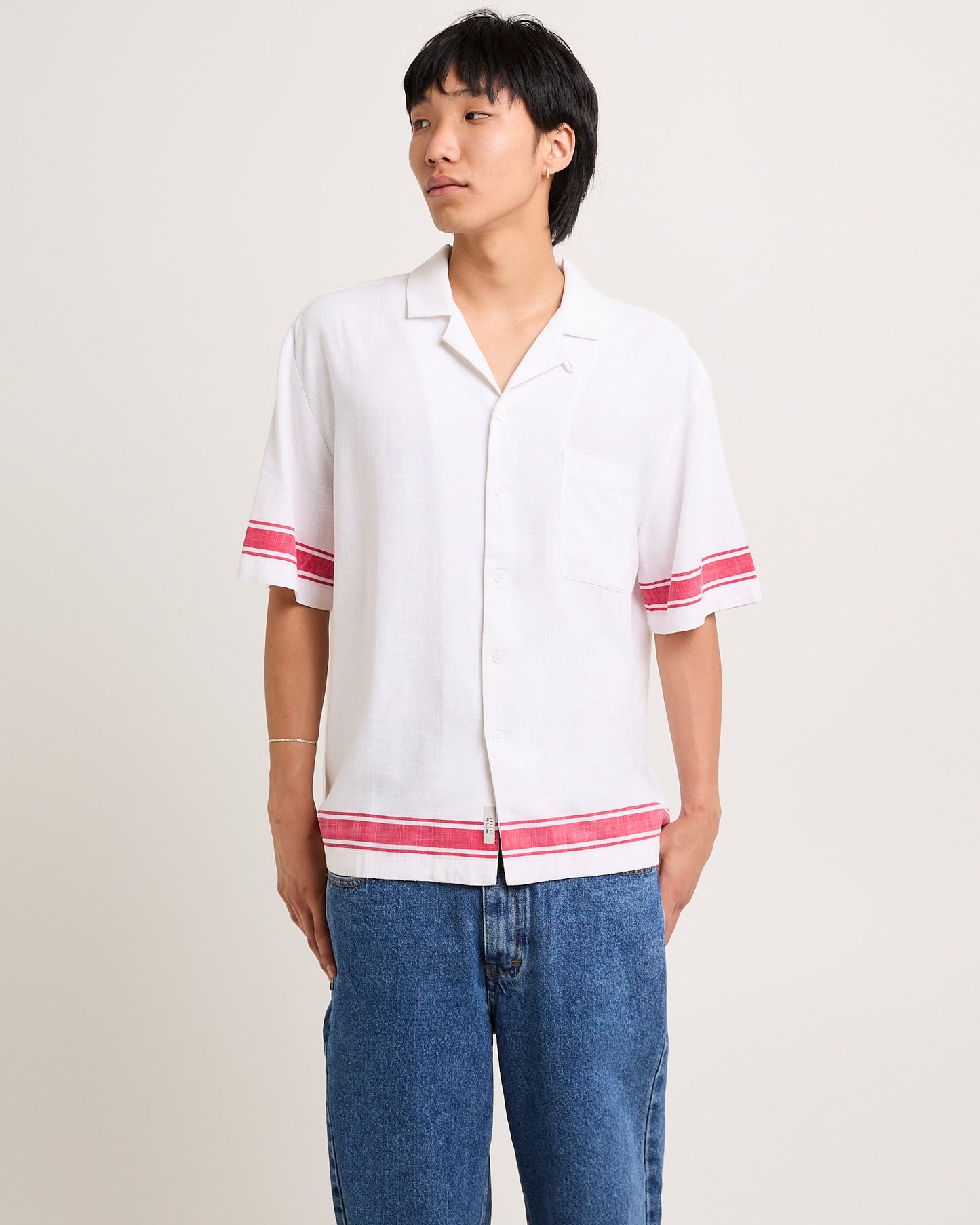 Border Linen Short Sleeve Resort Shirt