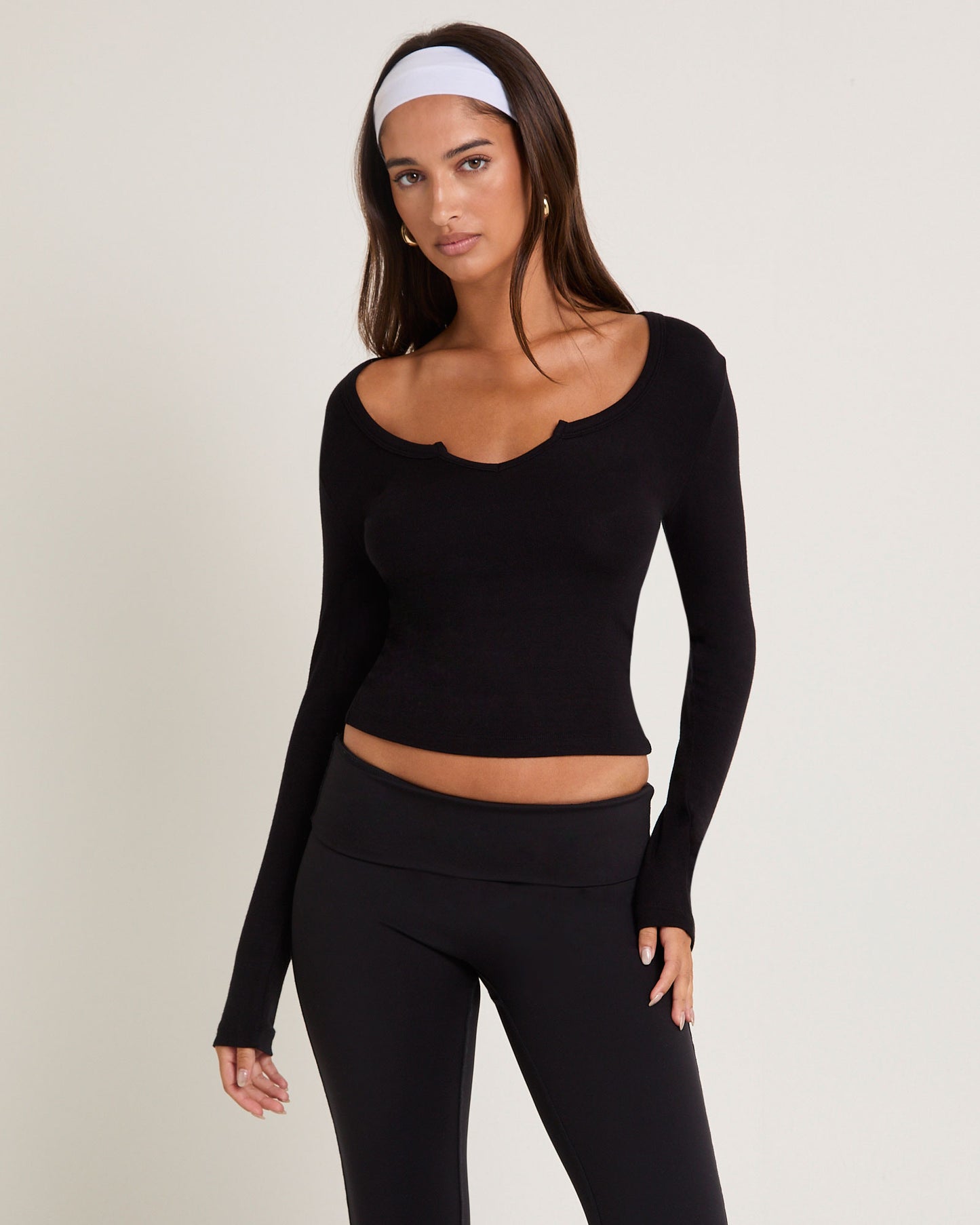Slinky Scoop Neck Long Sleeve