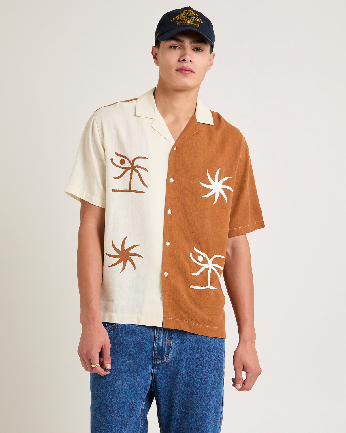 Cleo Linen Short Sleeve Resort Shirt RUST