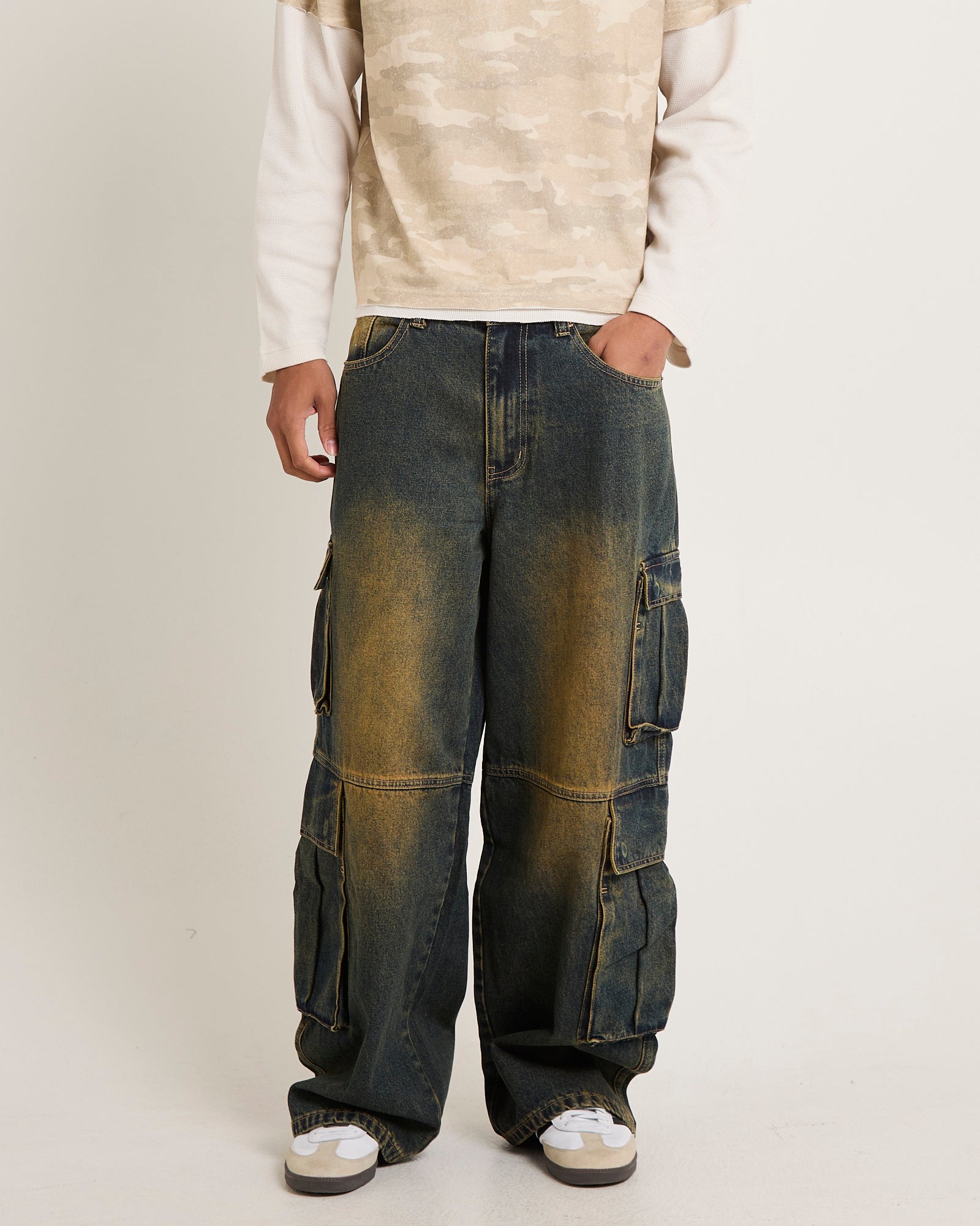 【YOURNUS】Ambition Rivet Cargo Denim YOURNUS】Ambition Rivet Cargo Denim (YOURNUS/カーゴパンツ