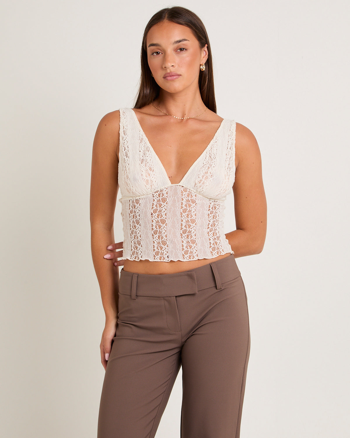 Colette Lace Tank Top IVORY