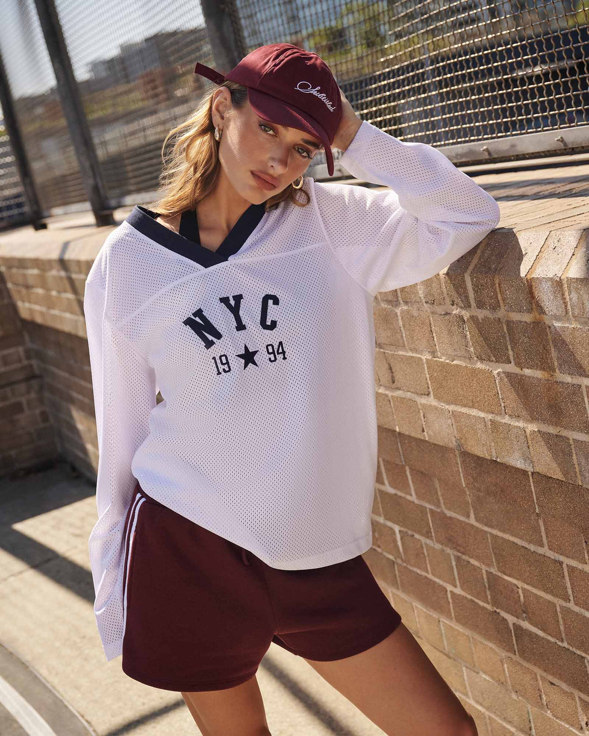 Brianna Mesh Sports Long Sleeve T-Shirt WHITE