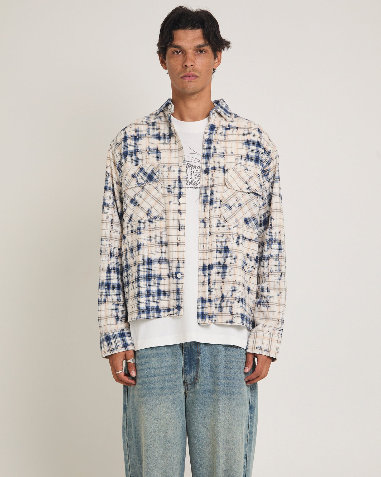 Bleached Flannel Long Sleeve Shirt