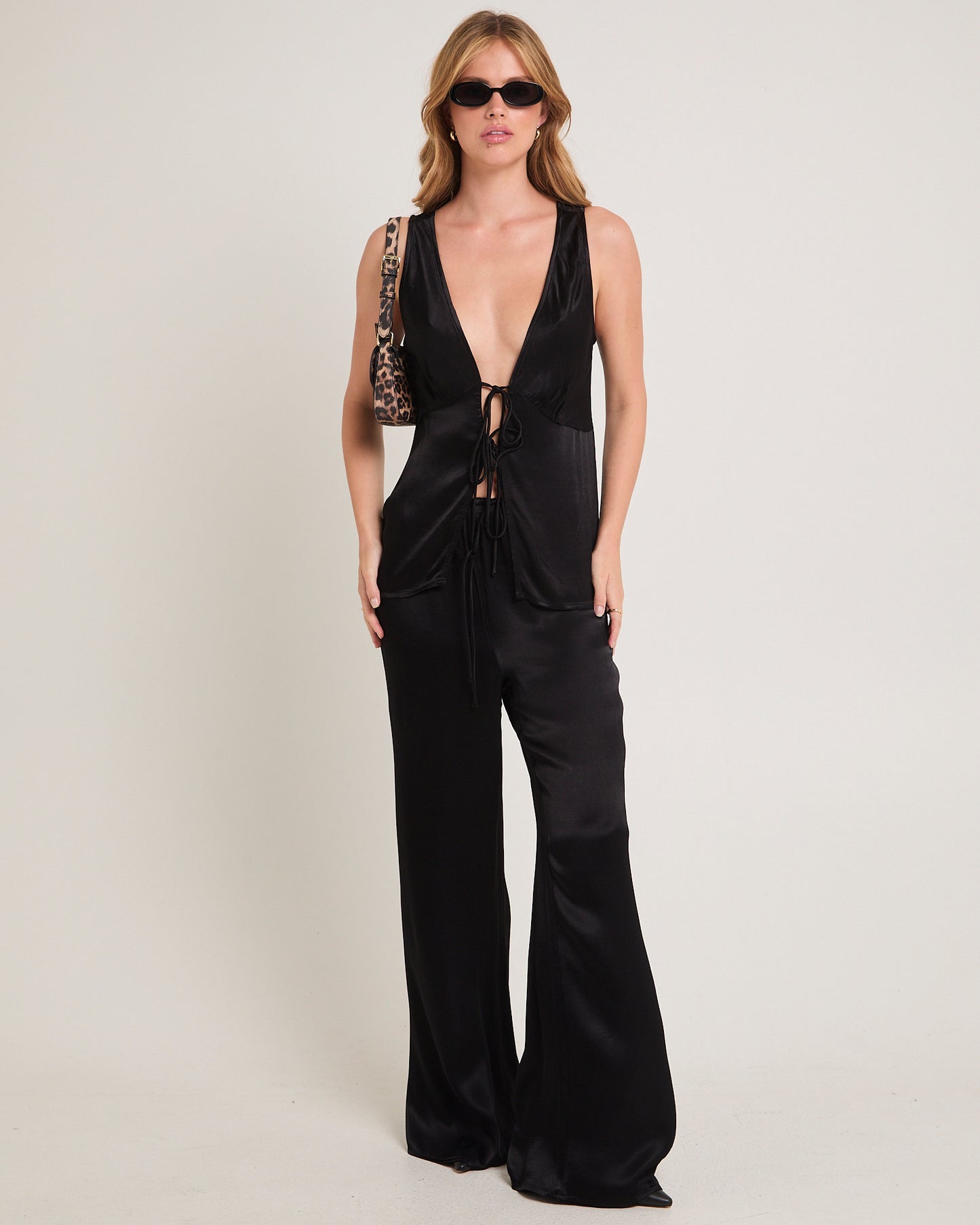 Meredith Satin Mid Rise Pants