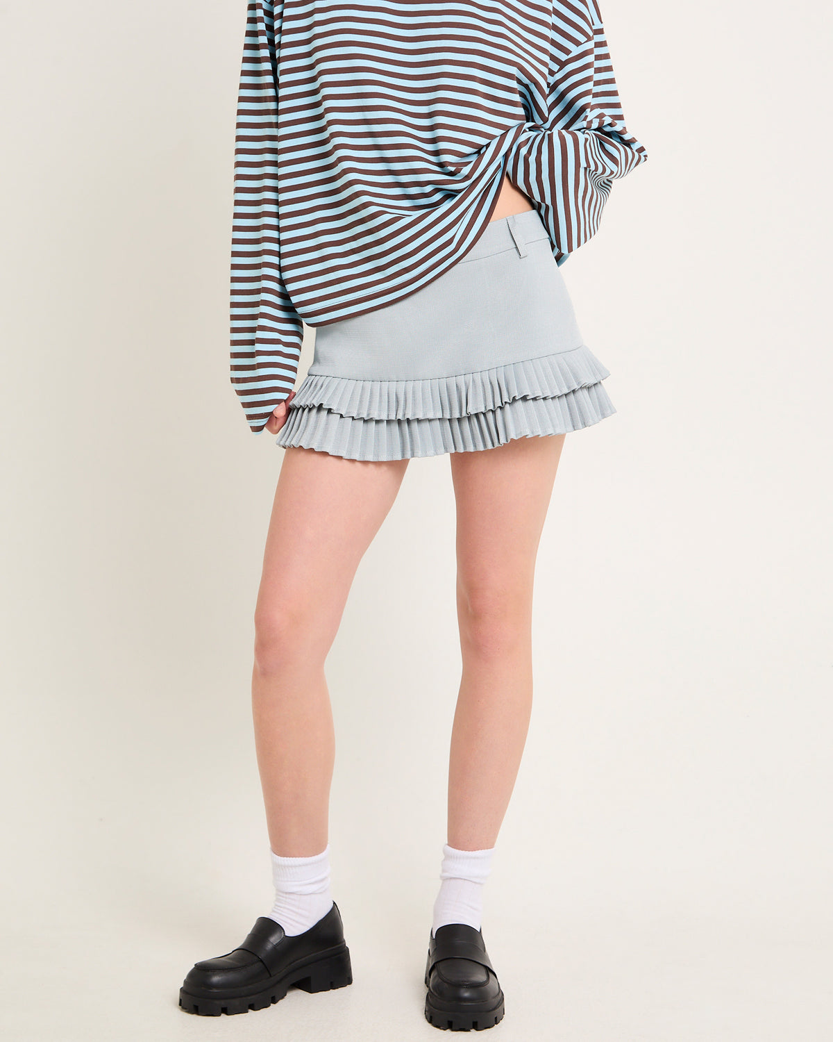 Double Ruffle Mini Skort SLATE