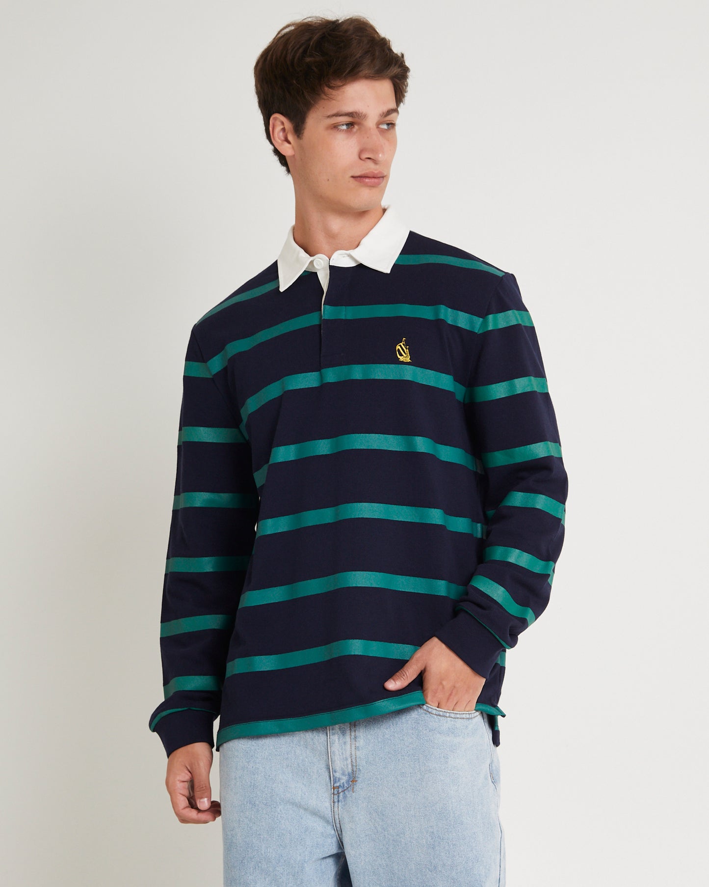 Rugby Stripe Long Sleeve Polo