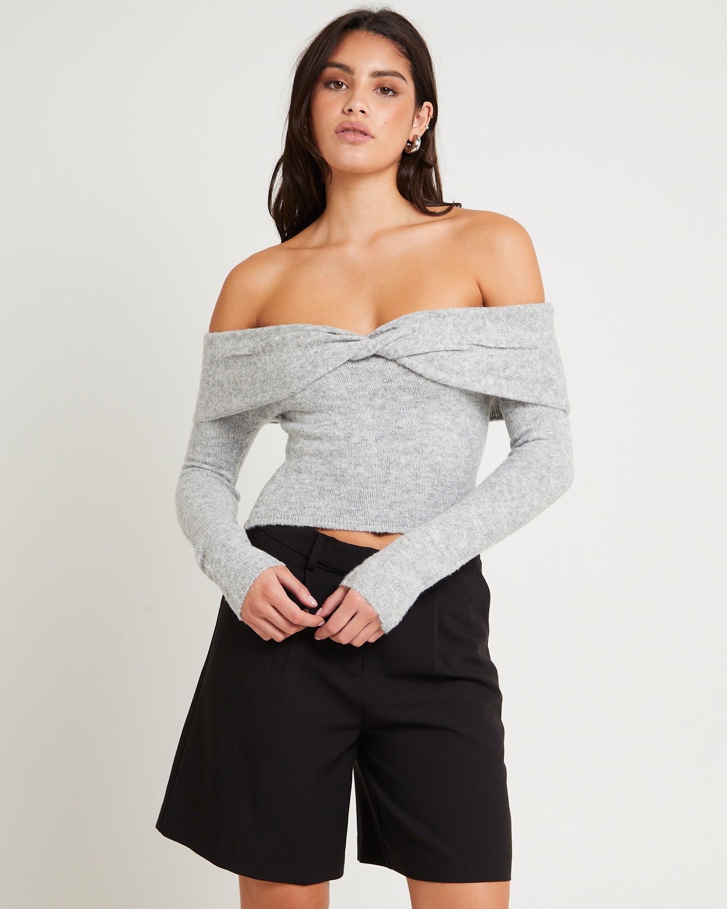 Piper Twist Off Shoulder Long Sleeve Knit