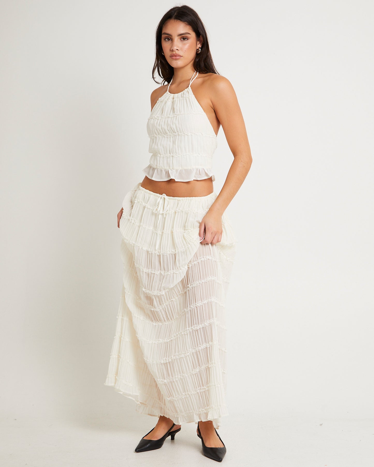 Alda Shirred Maxi Skirt