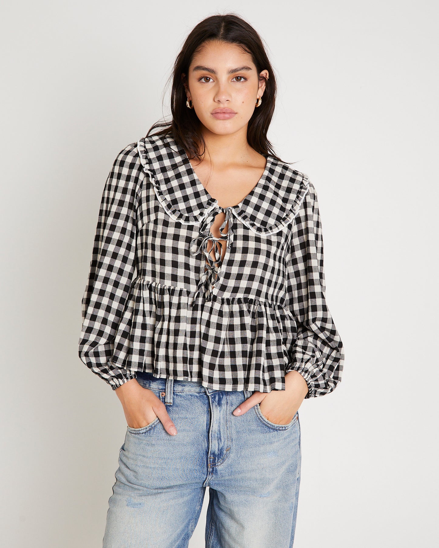 Picnic Gingham Collared Blouse