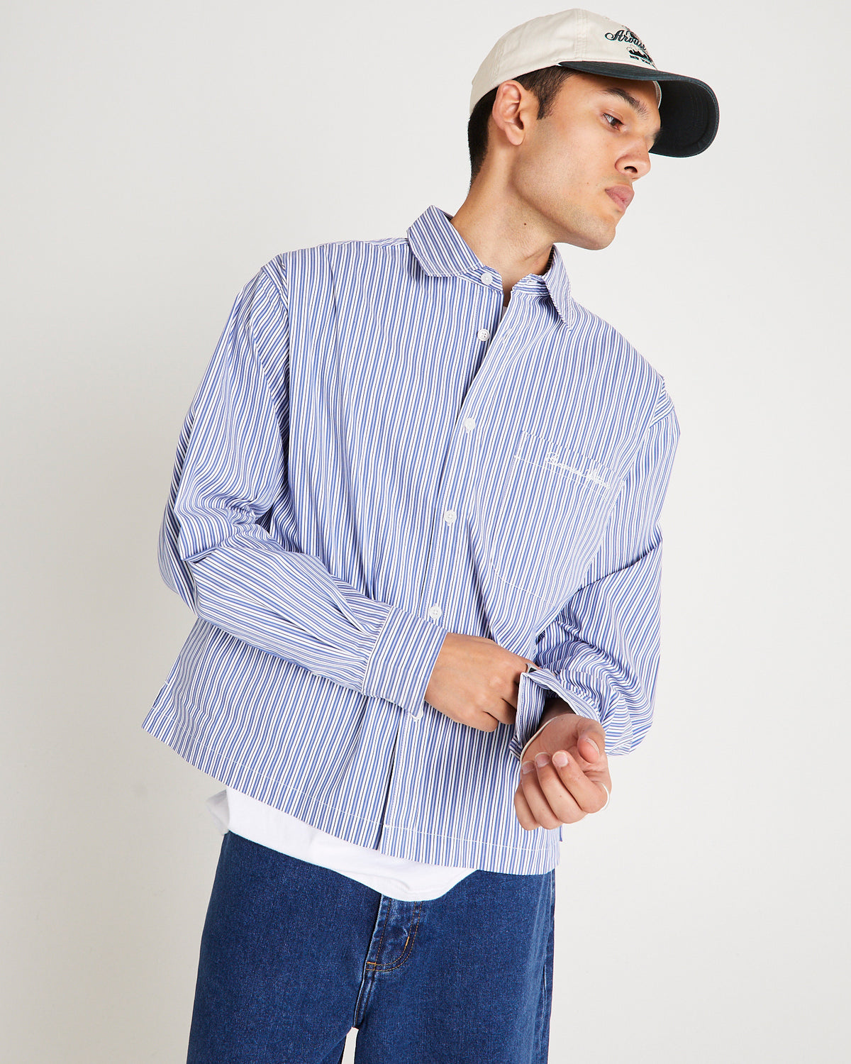 Miami Striped Long Sleeve Shirt DARK BLUE STRIPE
