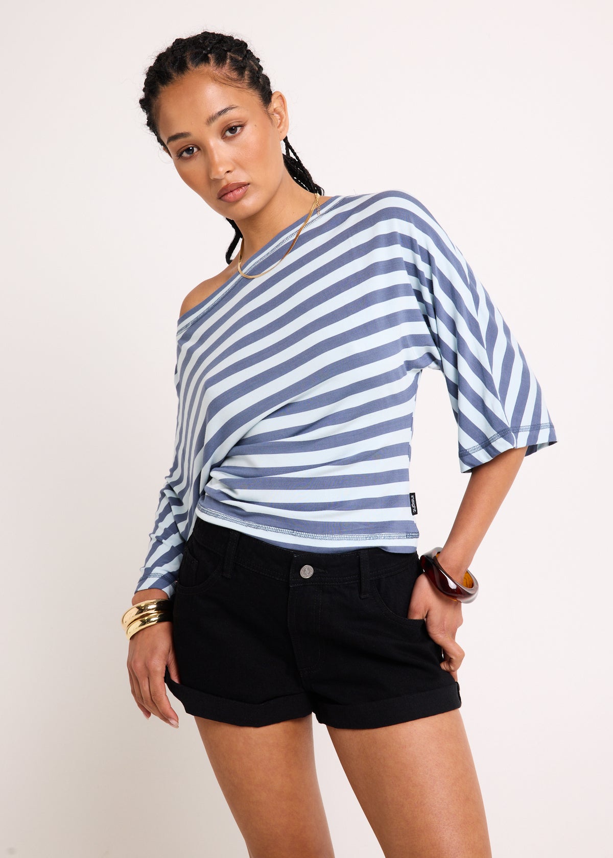 Lorde Stripe Assymetric Top MULTI