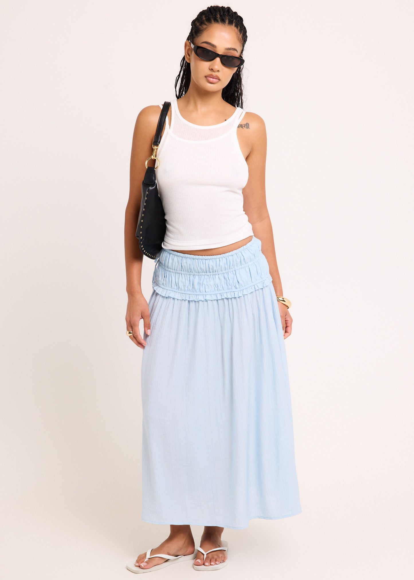 Chloe Shirred Midi Skirt