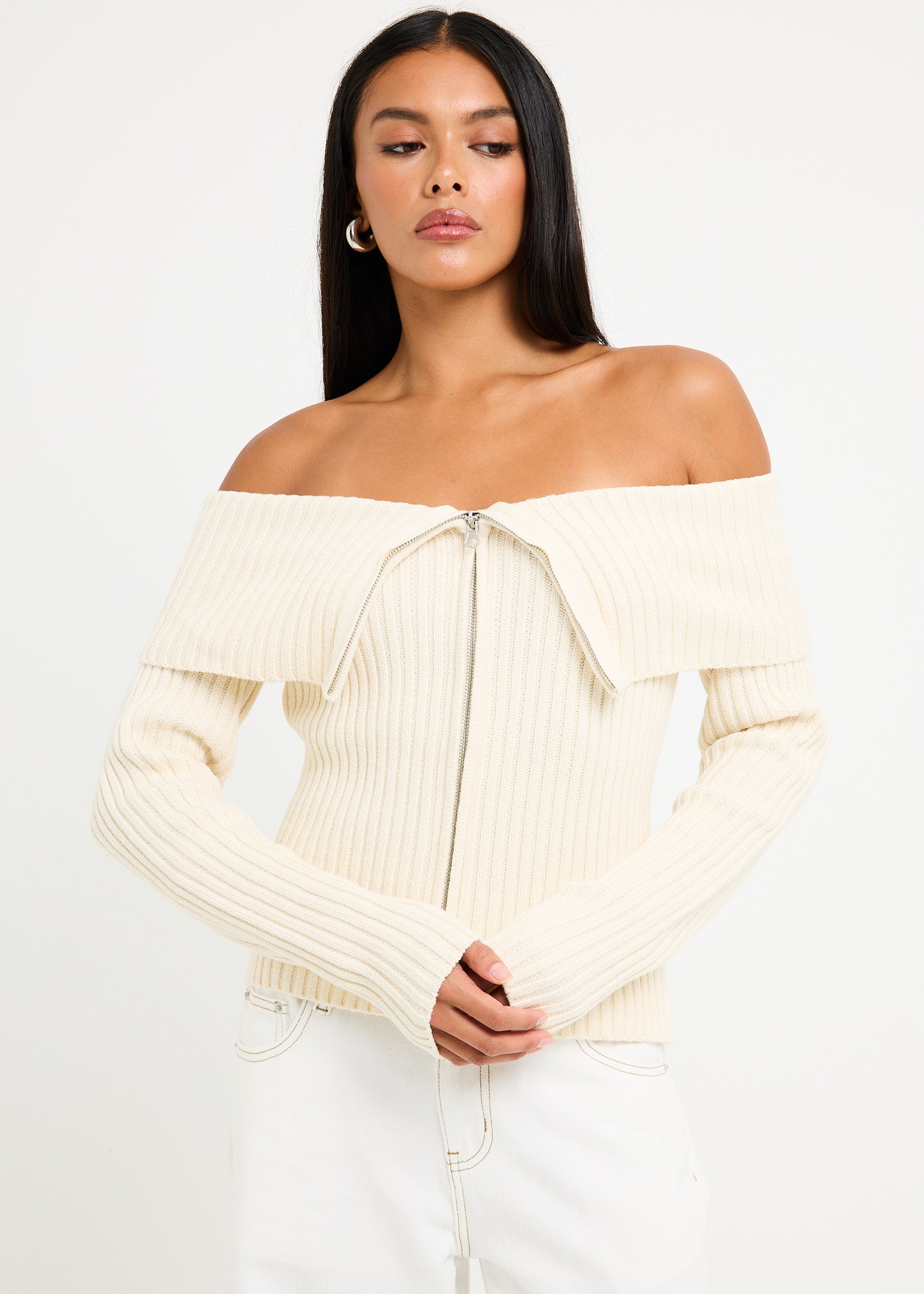 Paloma Zip Off Shoulder Top