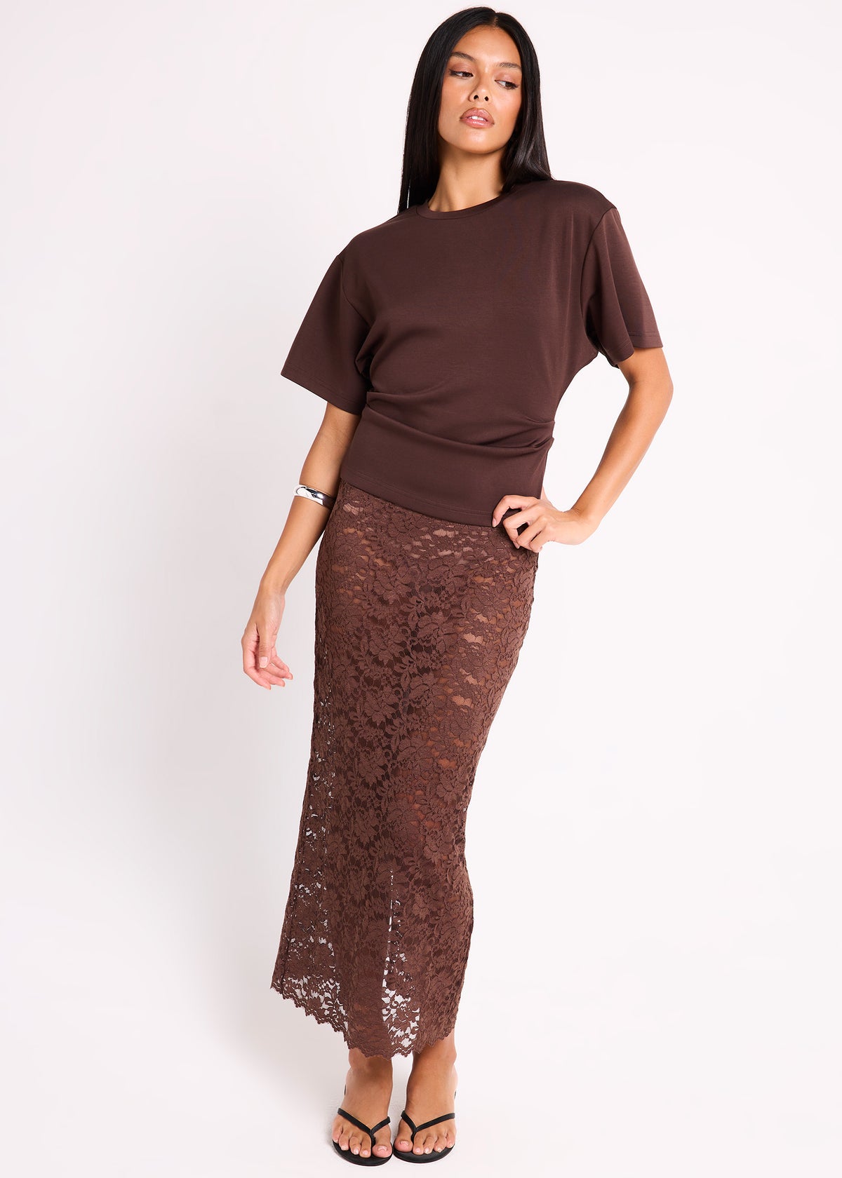 Natalie Lace Maxi Skirt CHOCOLATE