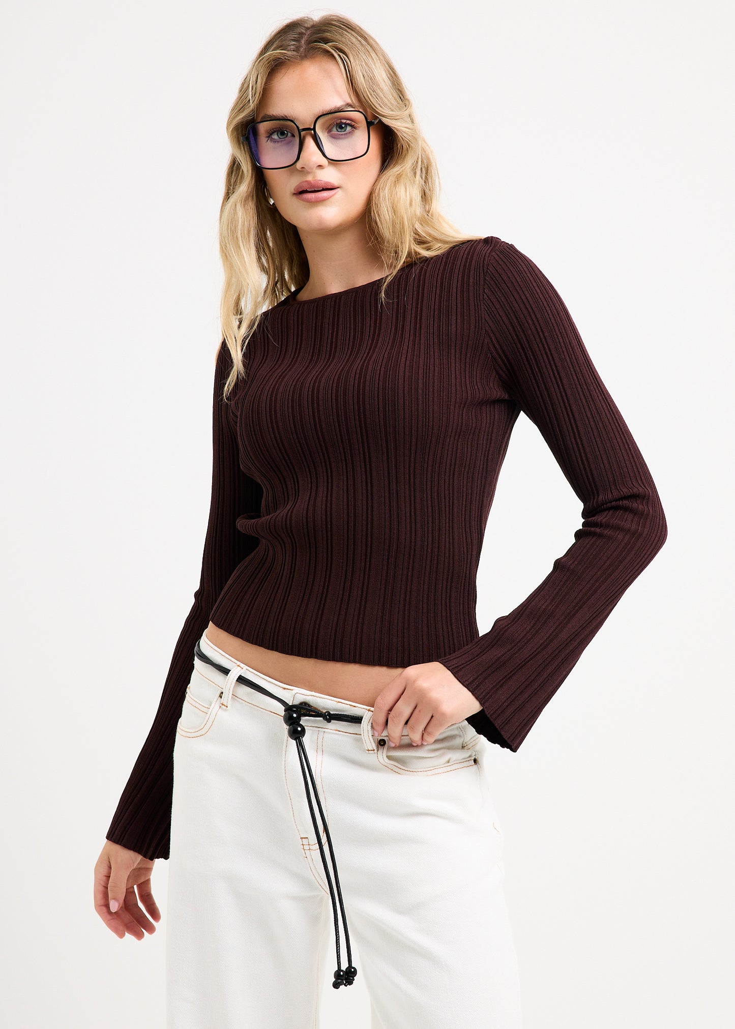 Holland Boat Neck Long Sleeve Knit Top
