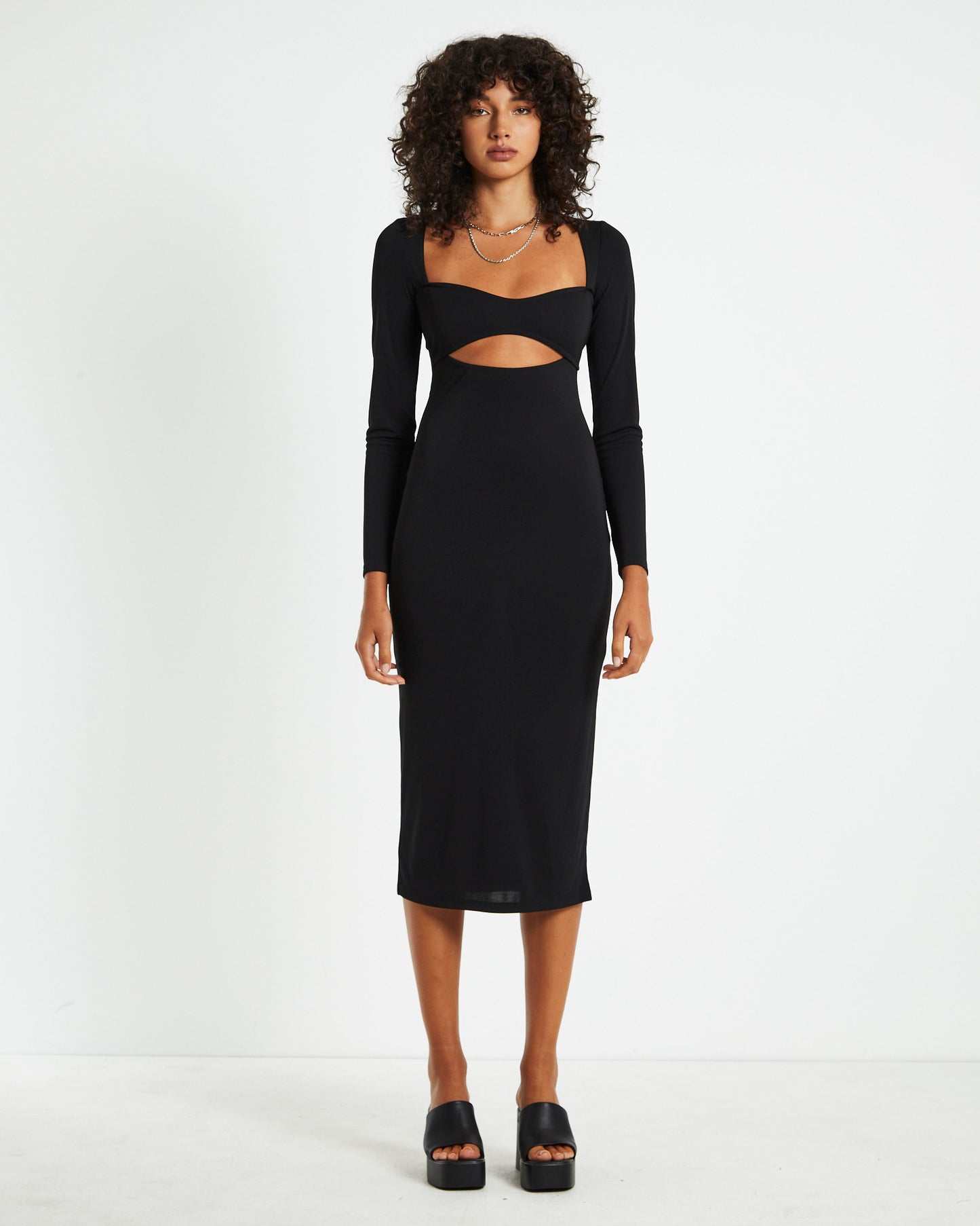 Kaley Cut Out Midi Dress Black