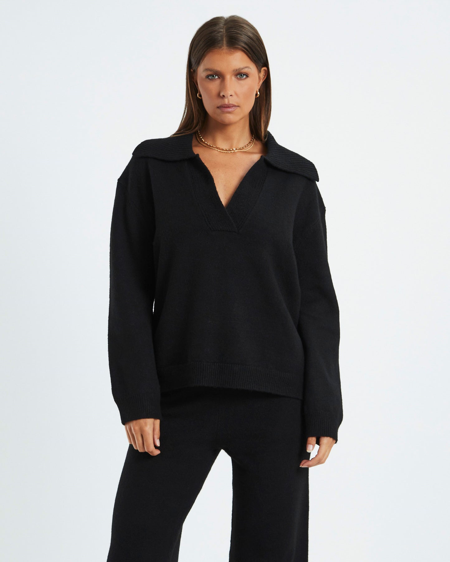 Avari Knit Lounge Polo Black