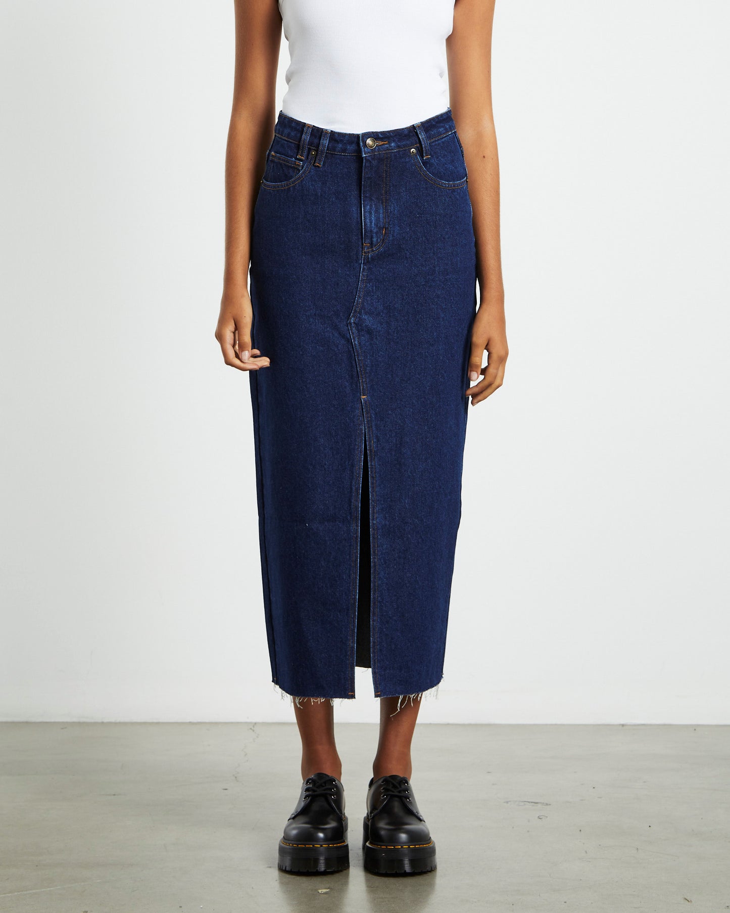 Eva Maxi Denim Skirt Ink Blue