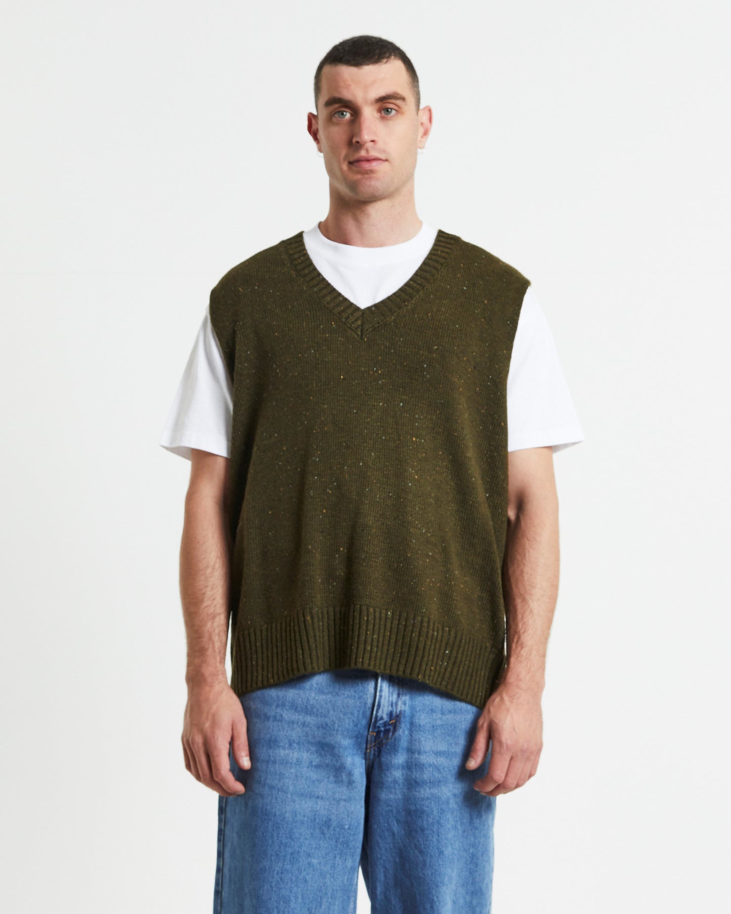 Sunday Knitted Box Vest Olive