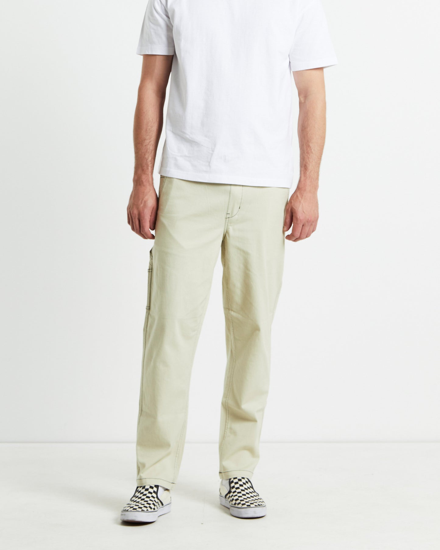 Contrast Stitch Pants Cream