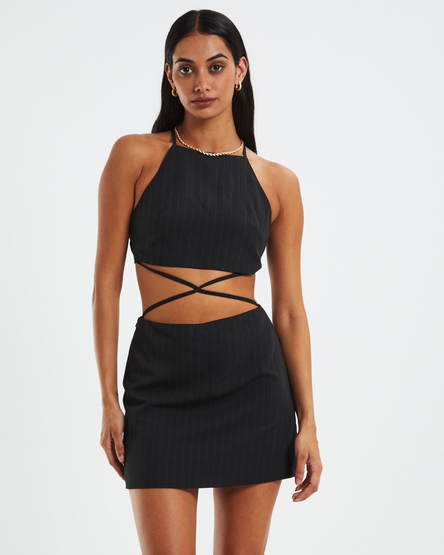 Sabra Pstripe Cut Out Dress
