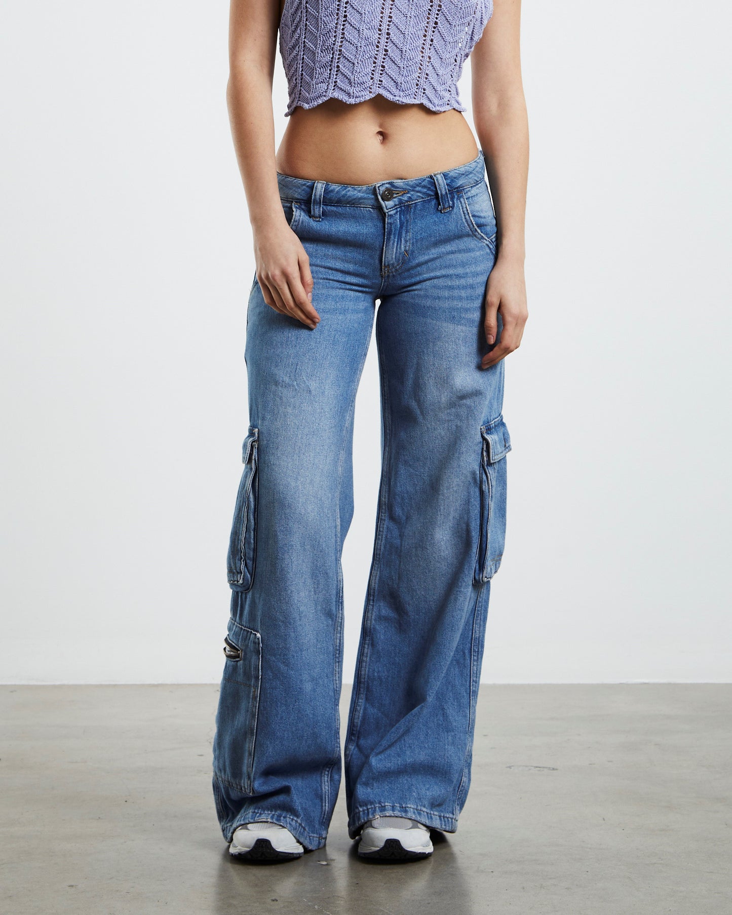 Low Rise Puddle Cargo Jeans
