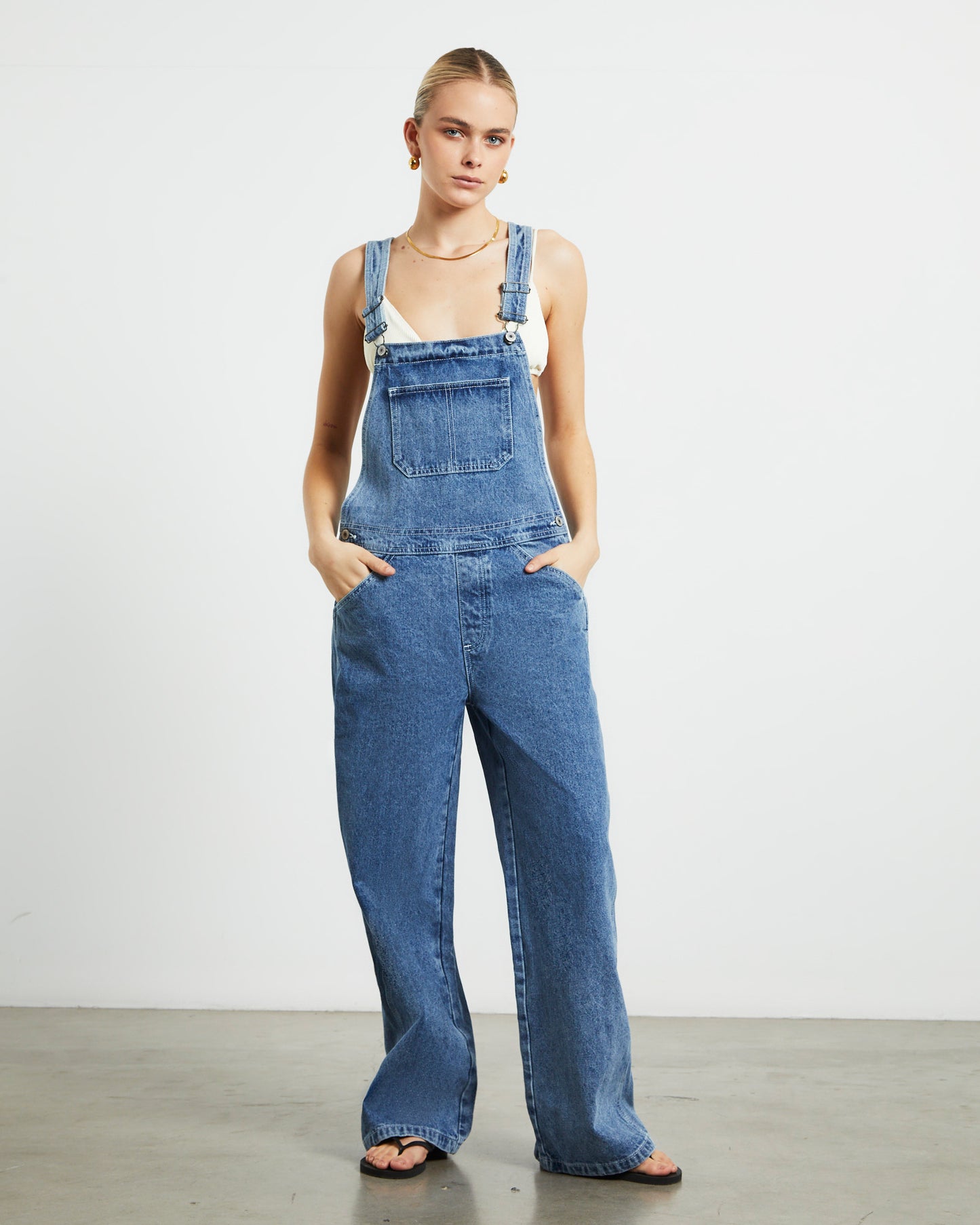 Jadey Denim Relaxed Overalls