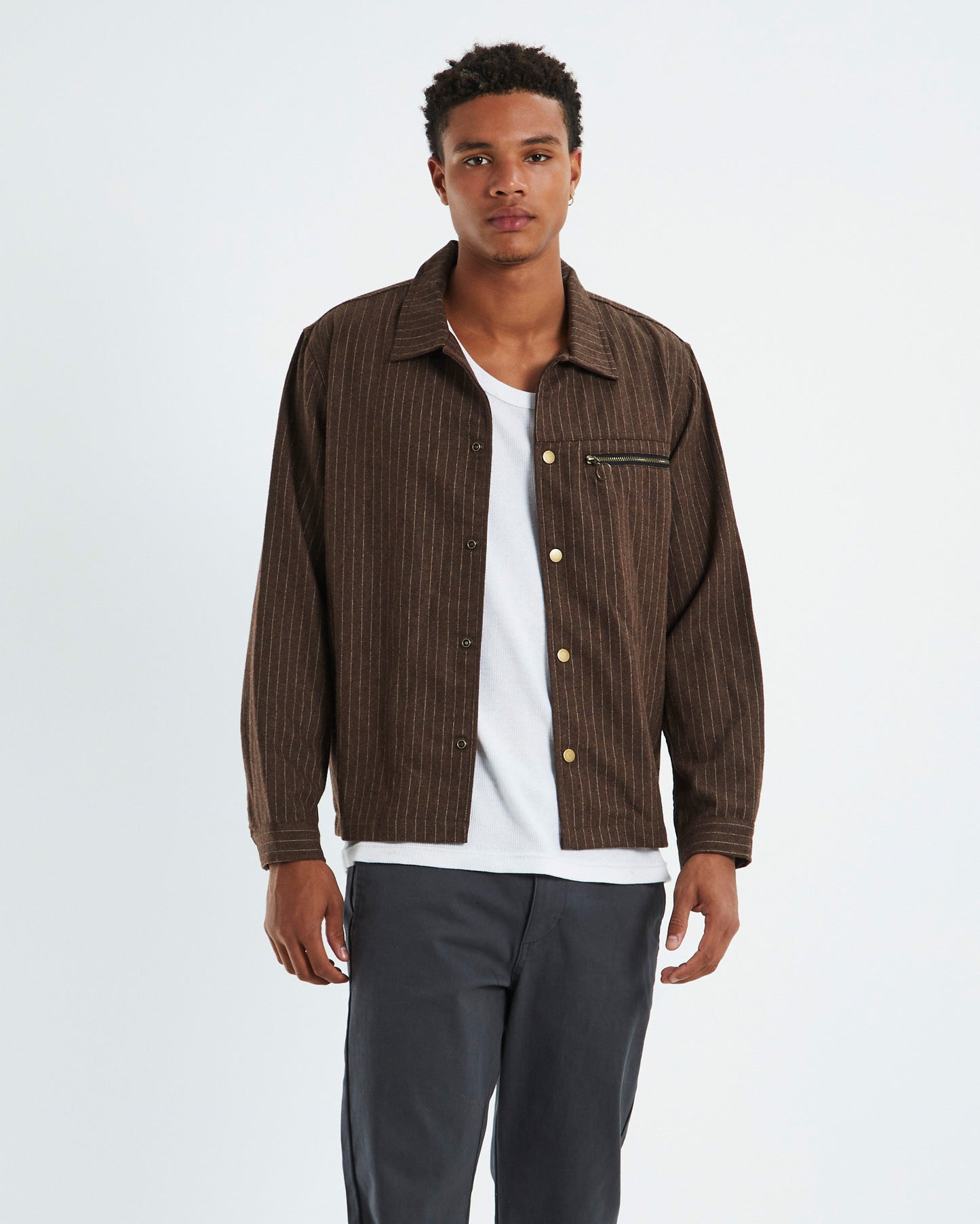 Harmony Long Sleeve Overshirt Bark Brown