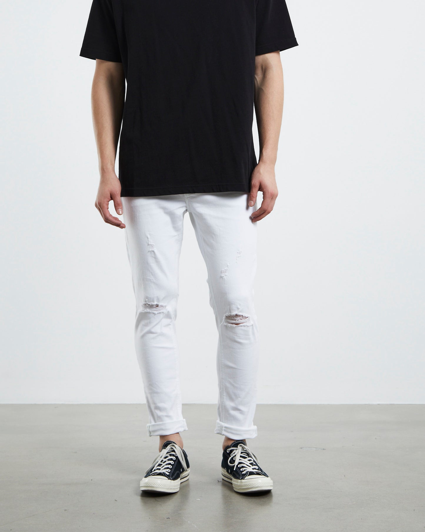 A Dropped Turn Up Skinny Denim Jeans Noise