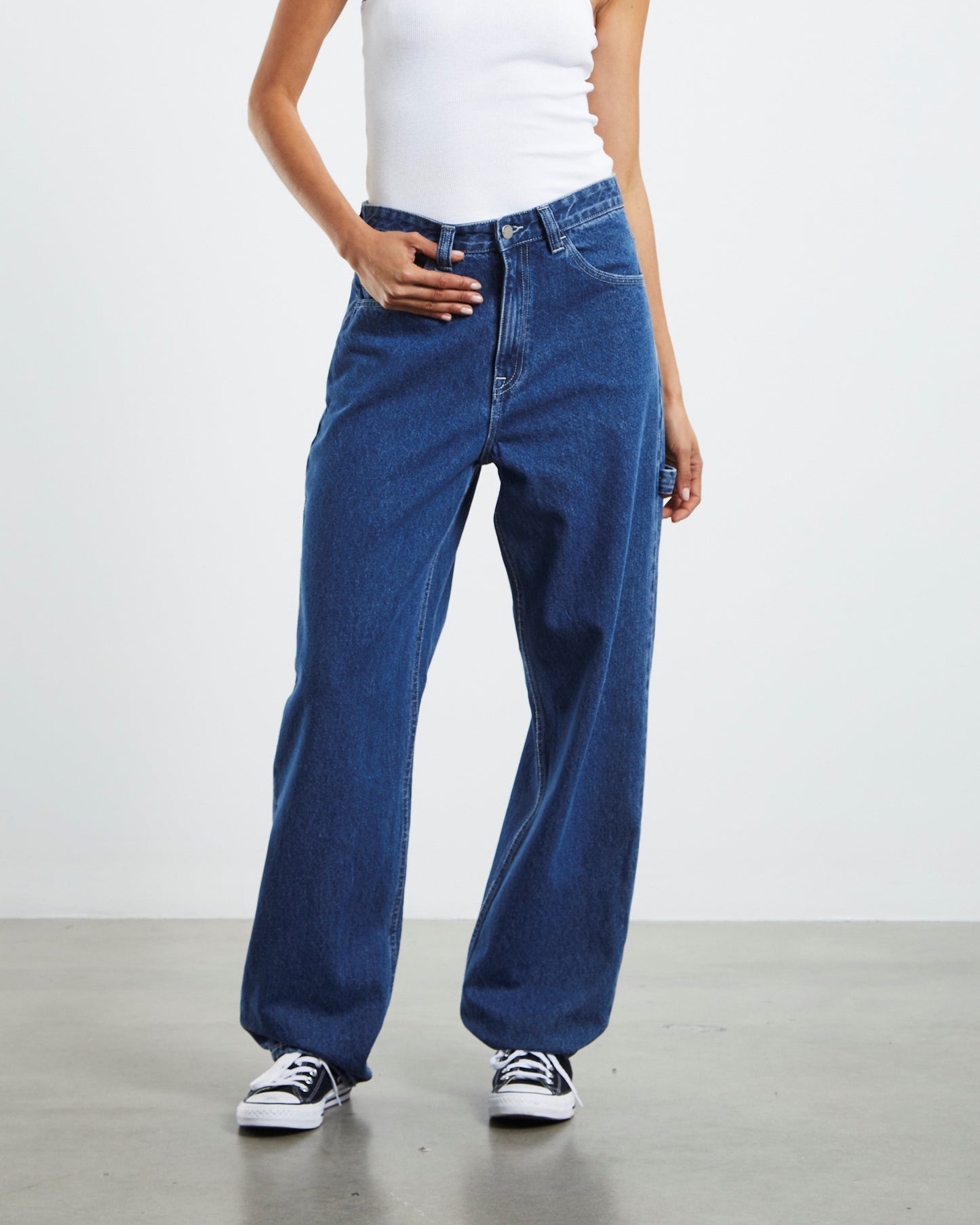 Faye Worker Denim Jeans Pebble Mid Stone