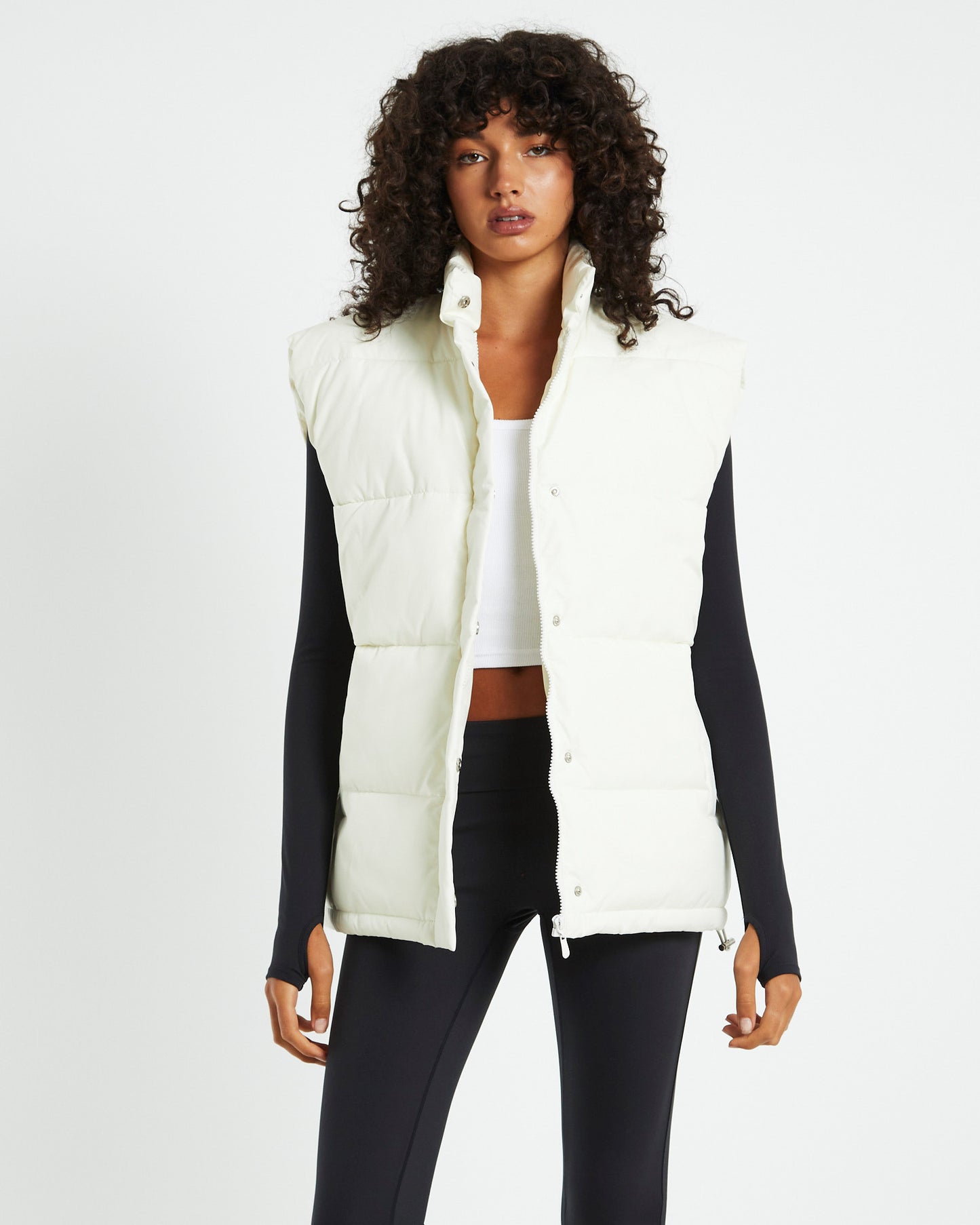 Longline Casey Puffer Vest Milk White